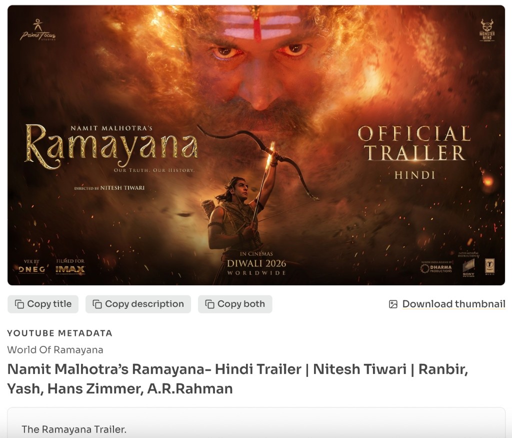 How to extract a YouTube title and description? — Extract metadata — Preview the extracted YouTube title, description, and thumbnail with copy actions